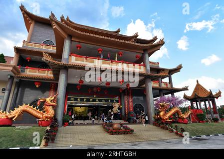 Johor, Malaysia, - Feb 8, 2019: A grand scenic traditional colourful chinese dragon temple in Yong Peng, Johor Malaysia - World`s largest and longest Stock Photo